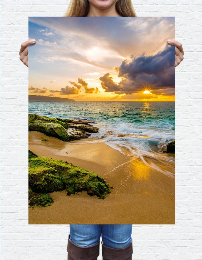 large photography print of ocean landscape