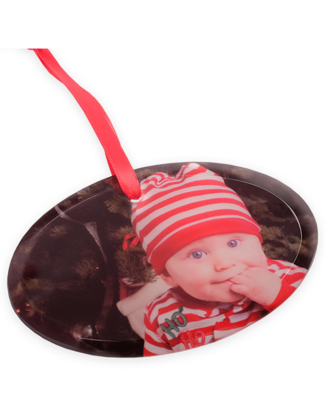 Holiday Frosted Glass Oval Photo Ornament 3