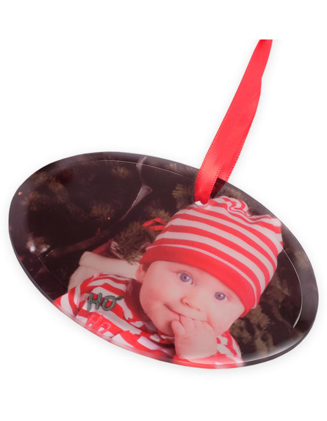 Holiday Frosted Glass Oval Photo Ornament 2