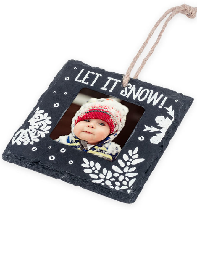 Let It Snow Slate Christmas Photo Ornament 3