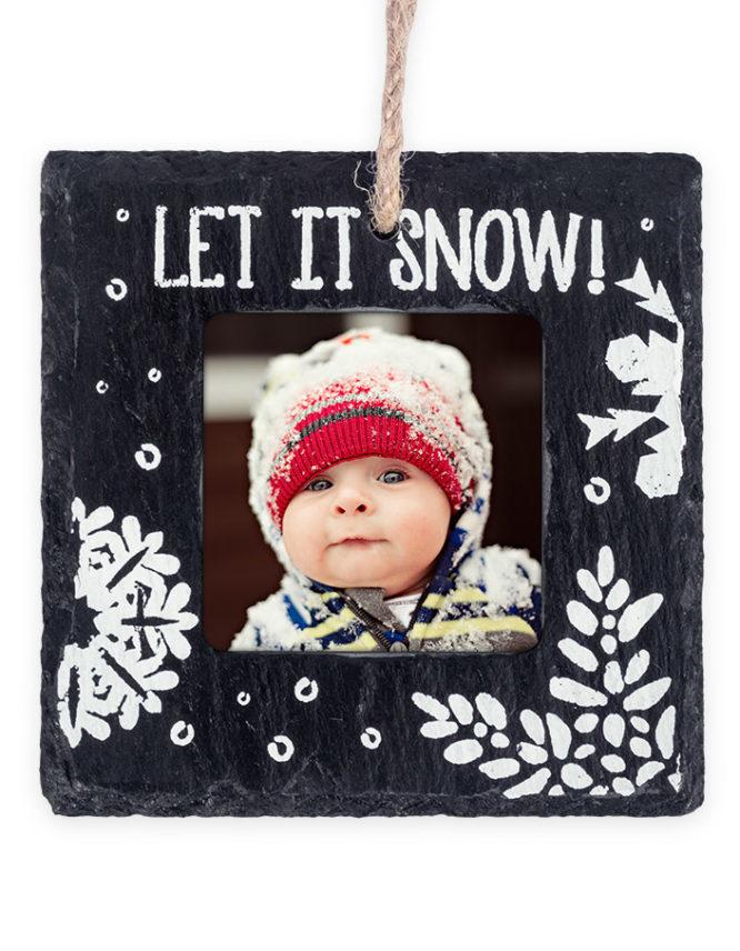 Let It Snow Slate Christmas Photo Ornament 1