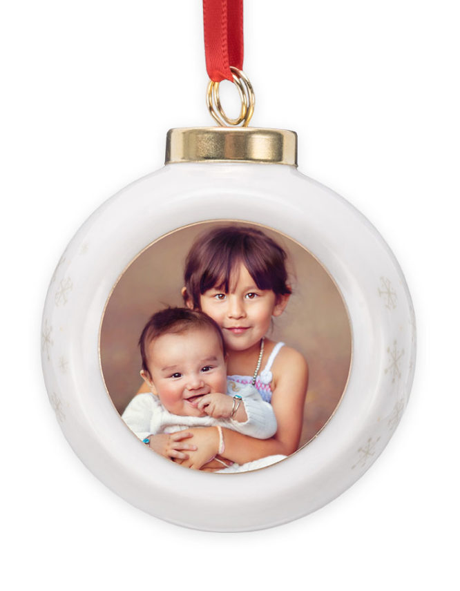 Peace Love & Joy White Globe Christmas Ornament 2