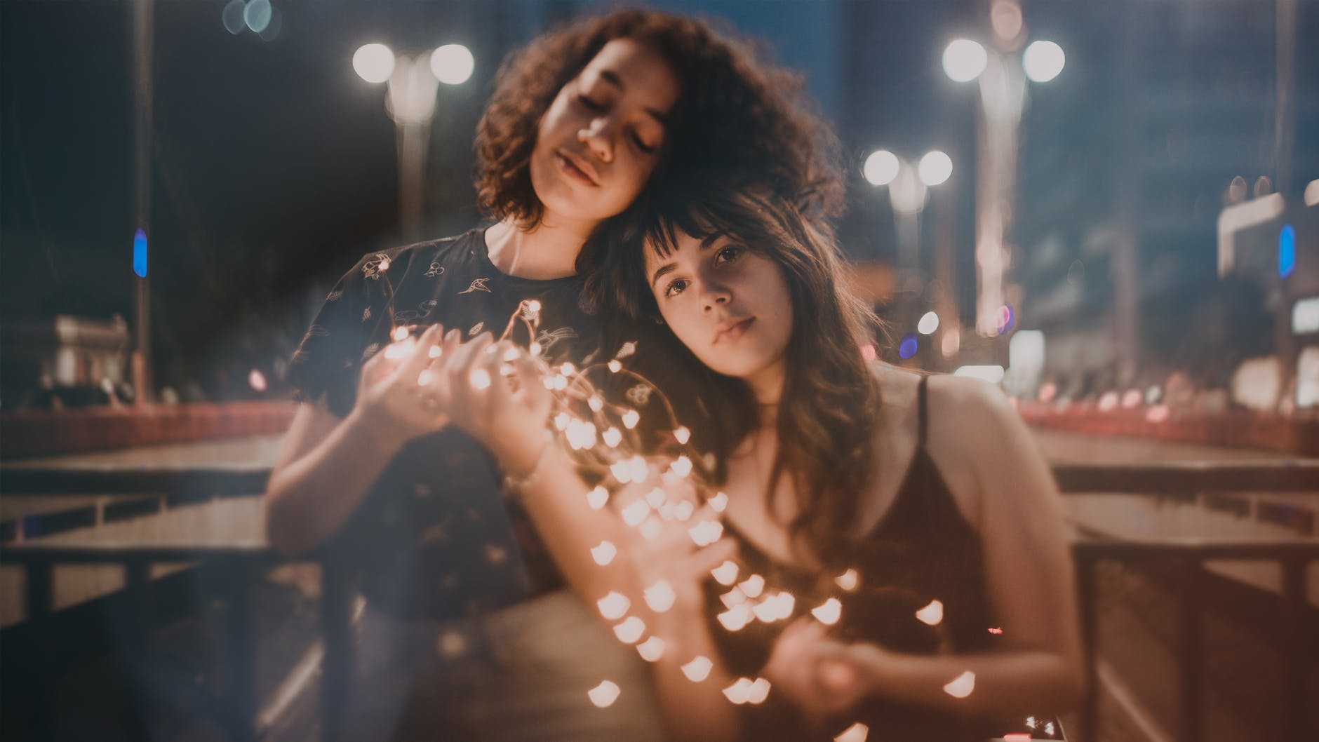 christma lights portrait