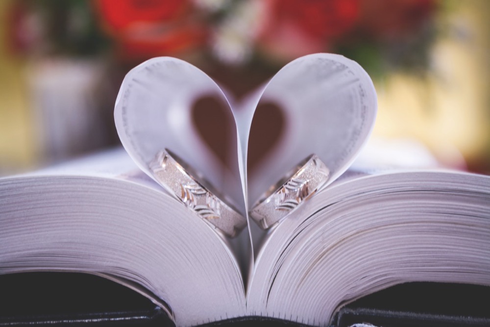 wedding rings love book pages