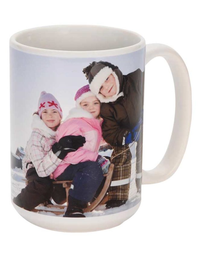 15oz white ceramic photo mug