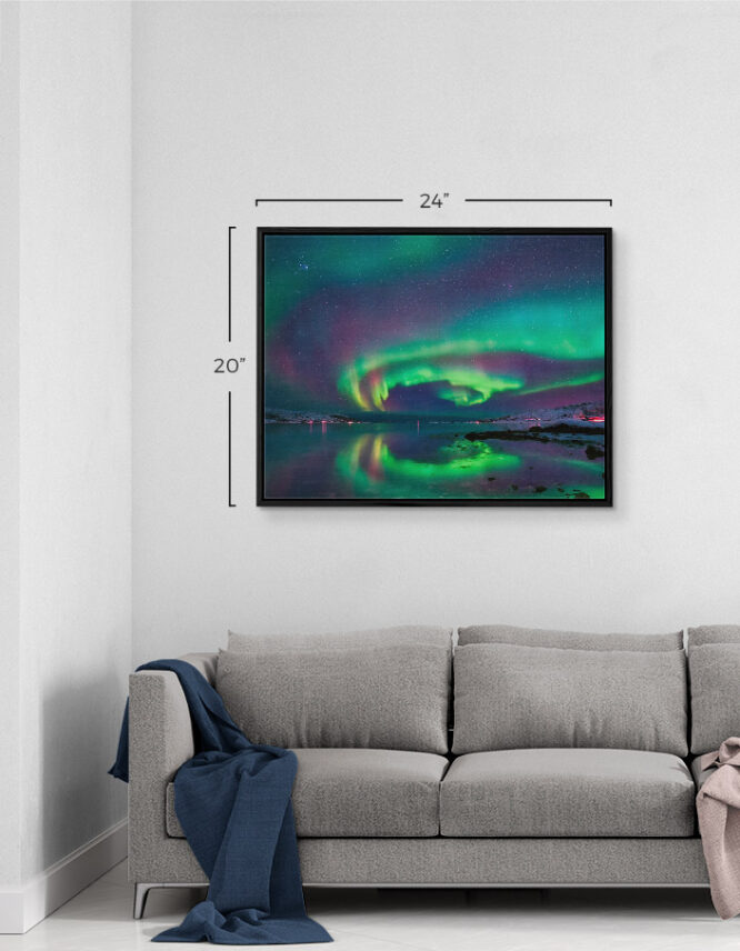 framed canvas in living room