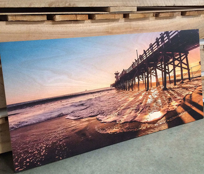 Custom Wood Print Sunset On The Beach