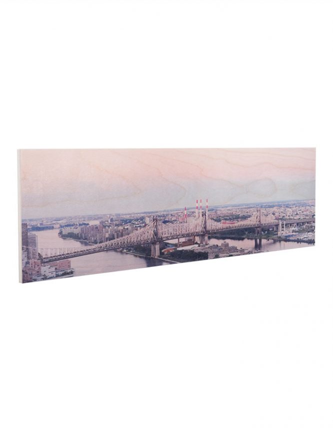 nyc bridge landscape on wood print