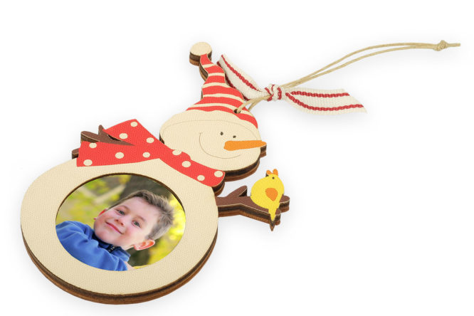 custom snowman photo ornament