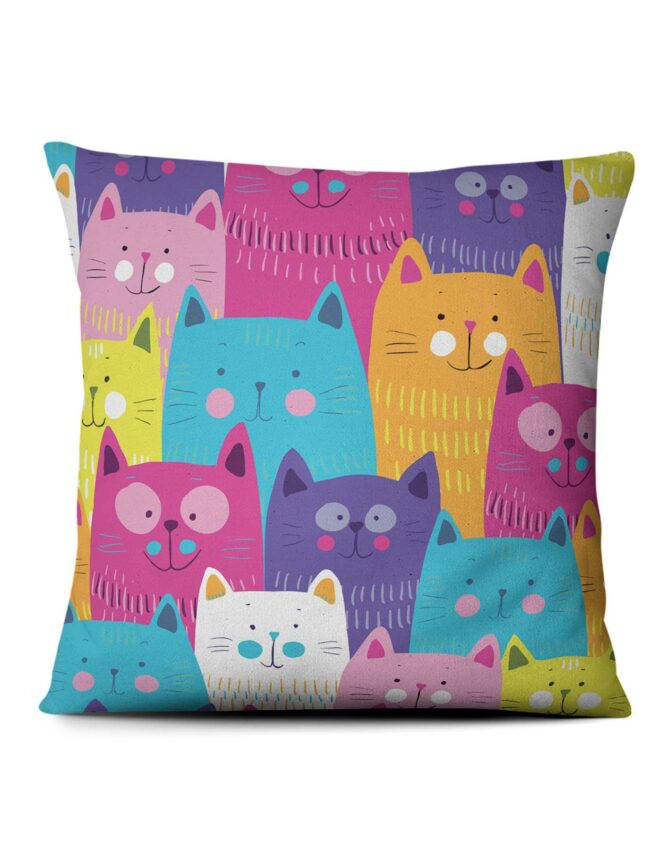 colorful cats pattern for kids photo pillow