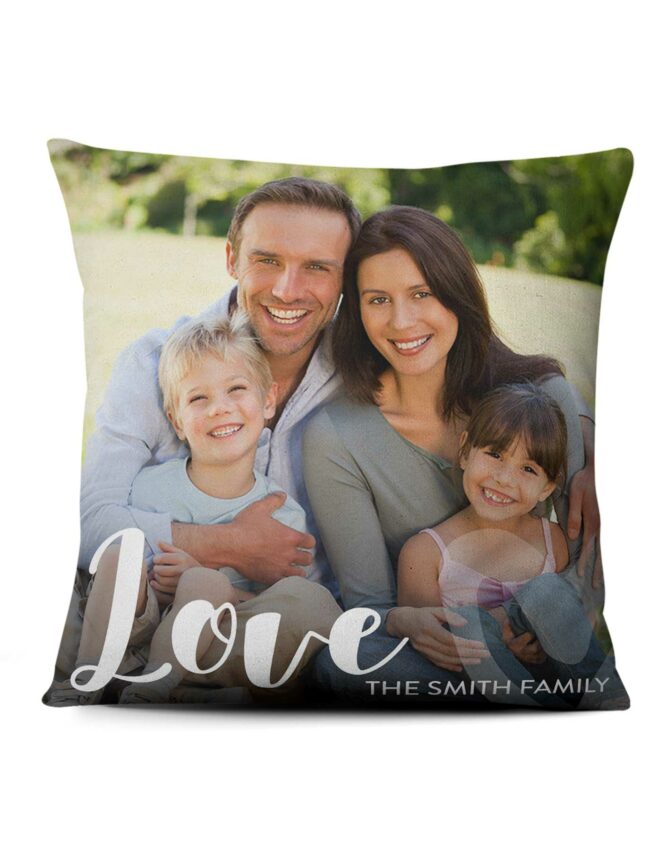 Love Script Personalized Family Pillow with Photo