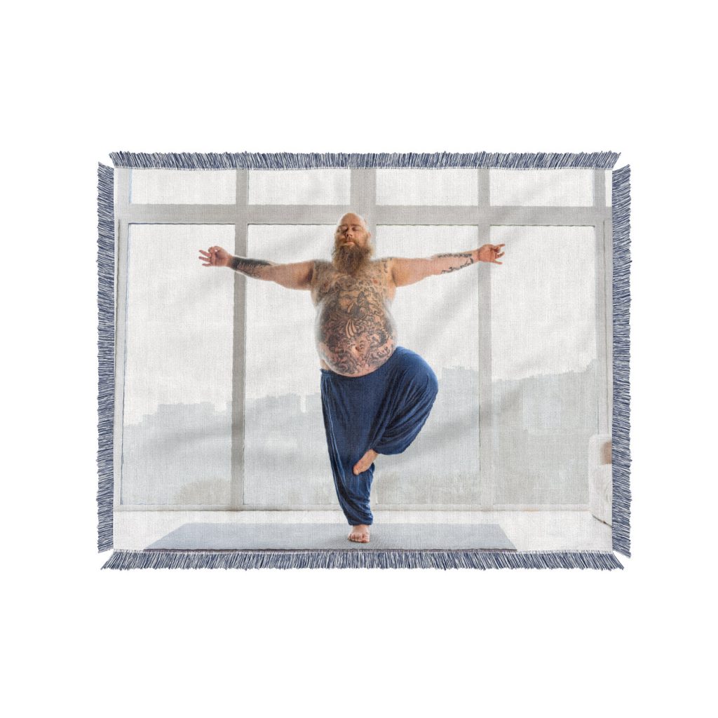 yoga pose custom woven photo blanket