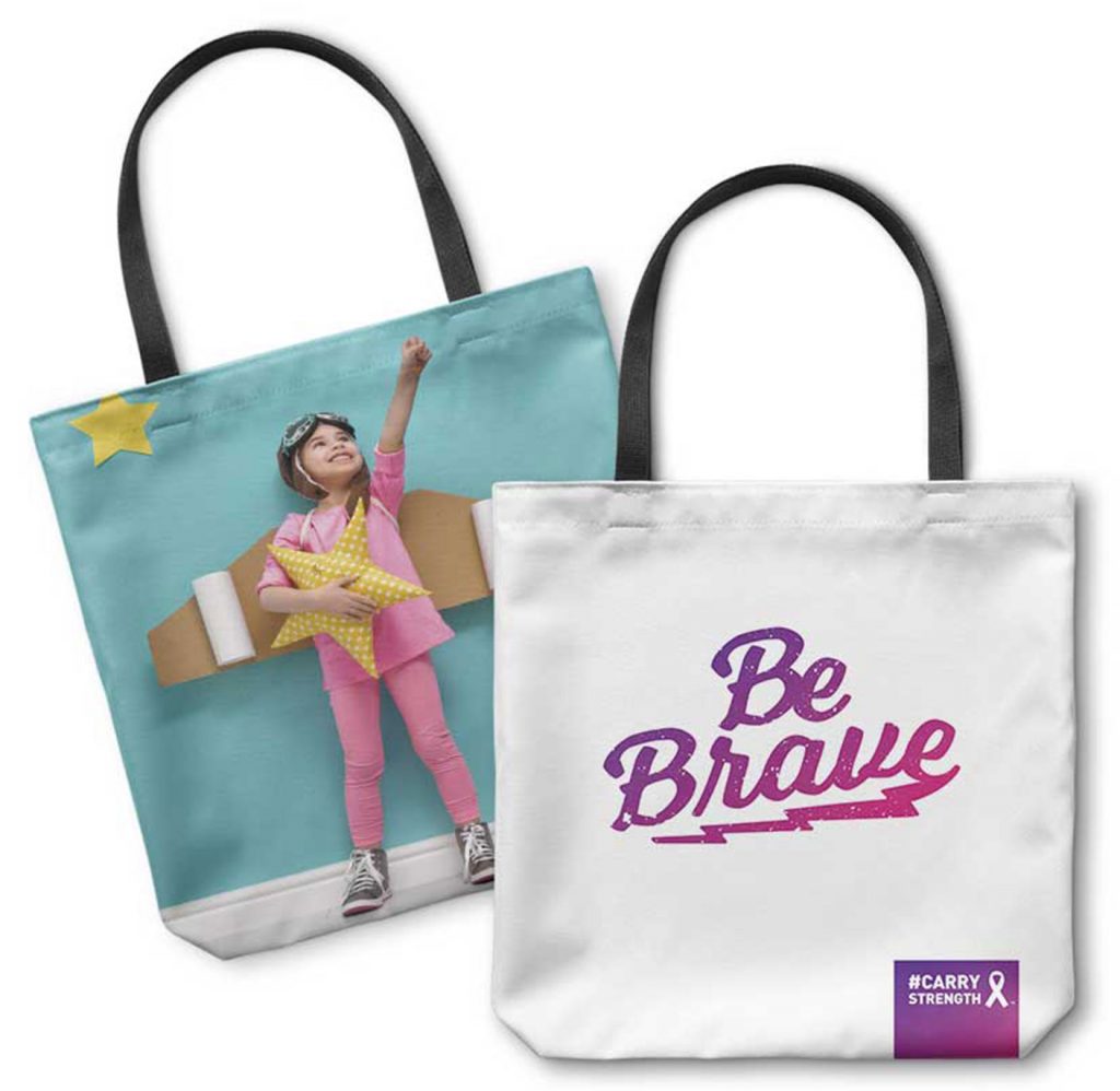 Home 63 be brave custom photo tote bag