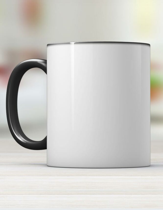 black ceramic photo mug