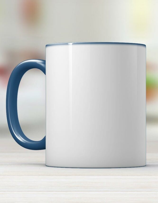 dark blue ceramic photo mug