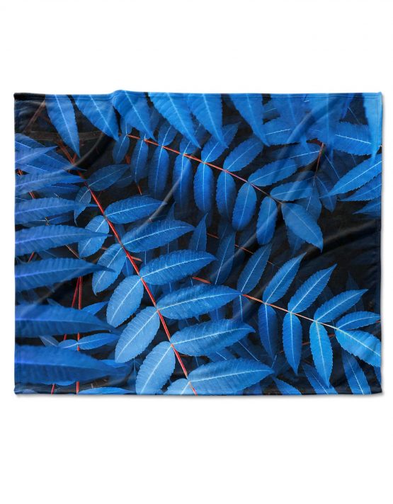 blue leaves on custom photo blanket
