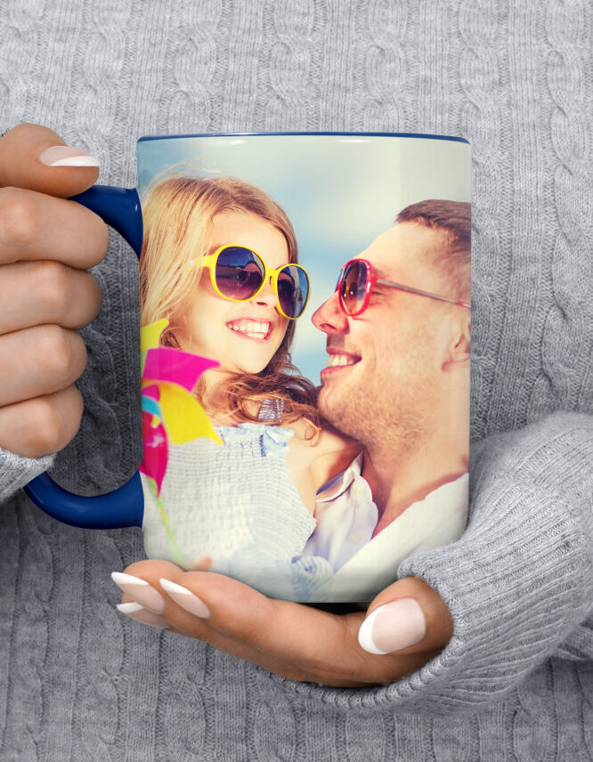 15oz Custom Dark Blue Photo Mug