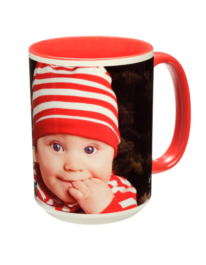 15oz Custom Red Photo Mug