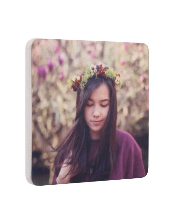 wood square photo magnet