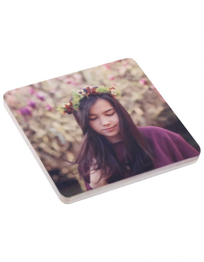 wood square photo magnet