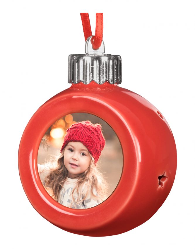 Red Globe LED Photo Ornament