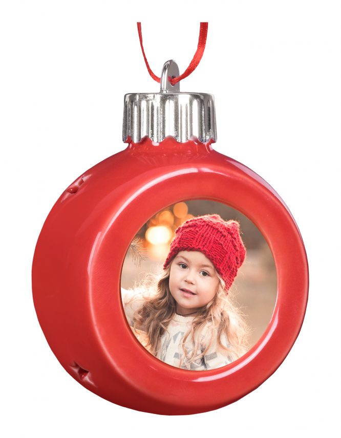 Red Globe LED Photo Ornament