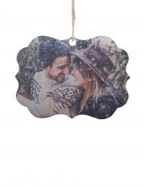 scalloped wood custom photo ornament